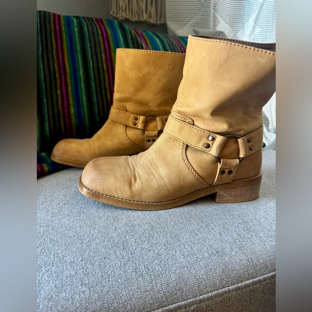 BC Footwear Tan Harness Moto Ankle Boots